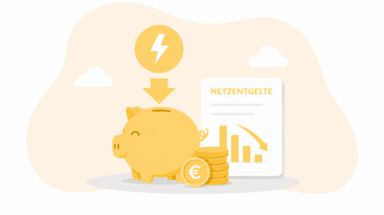 Sparschwein mit Netzentgeltepapier
